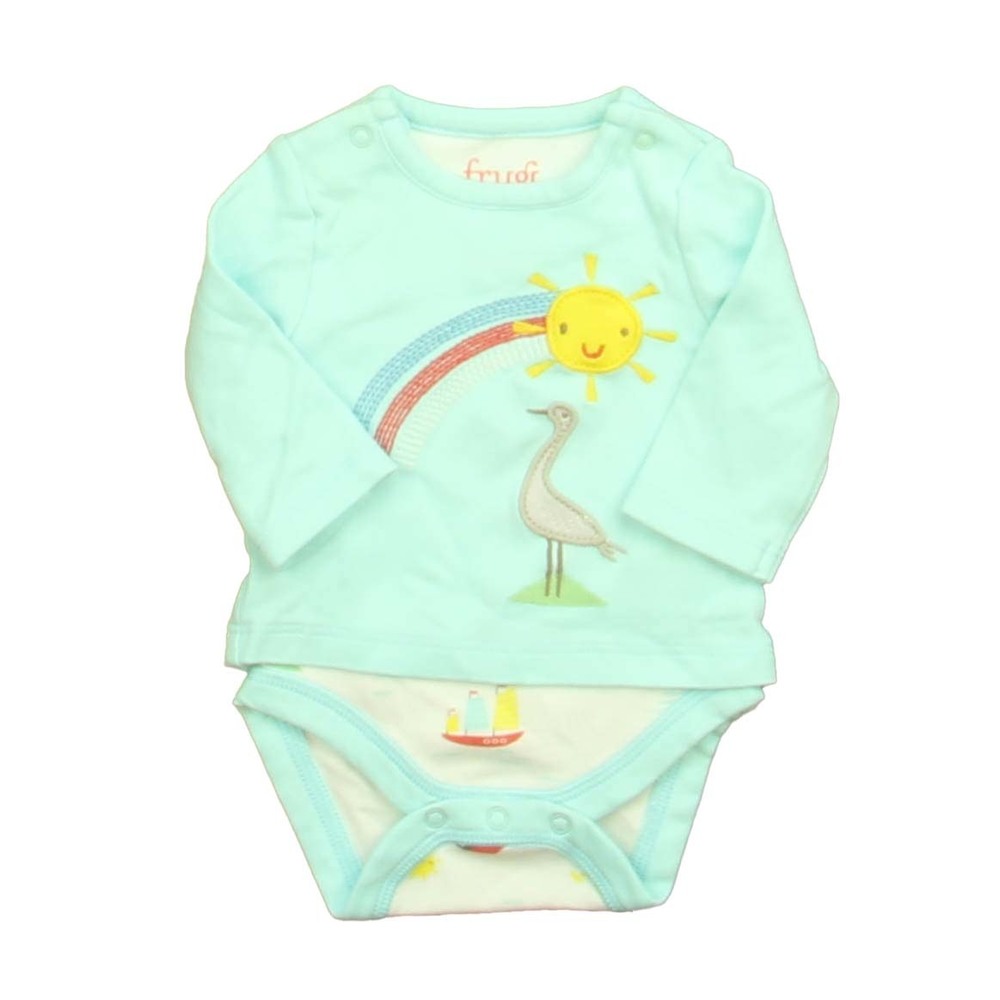 Frugi Boys Blue Sunshine Long Sleeve Shirt size: Newborn